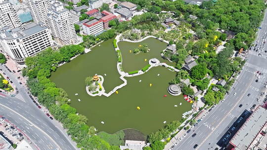 【合集】天津市人民公园航拍视频素材模板下载