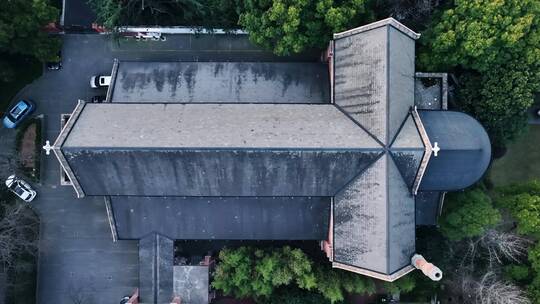 上海南京路圣三一教堂上海航拍上海教堂