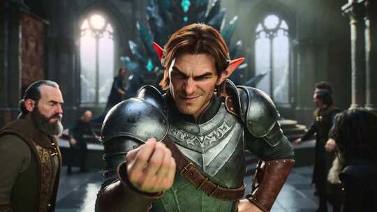 持拳而立的精灵盔甲战士