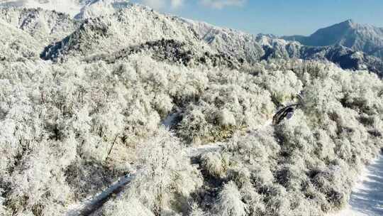 西岭雪山 雪景 大雪覆盖的自然风光 航拍