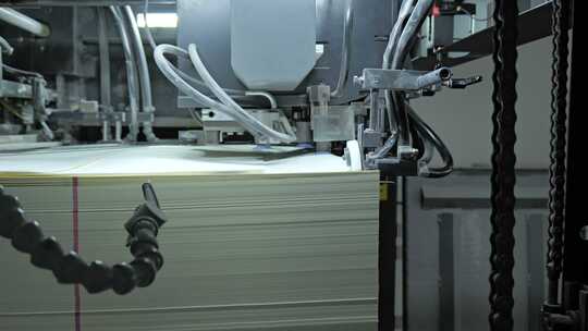 印刷厂里纸张运输裁剪流水线设备2视频素材模板下载
