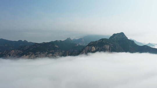 航拍山东泰山日出云海风光