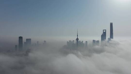 上海天际线平流雾延时摄影视频素材模板下载