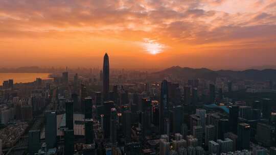 深圳市中心夜景航拍延时日转夜合集