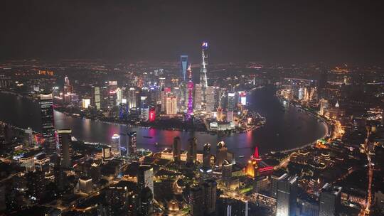 上海浦西夜景航拍空镜视频素材模板下载