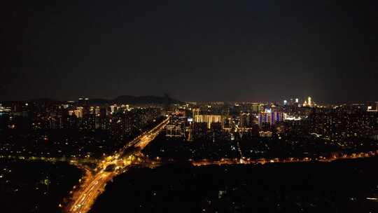 江苏无锡太湖城市夕阳晚霞夜幕降临航拍