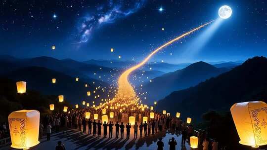 放飞孔明灯手工艺品许愿灯祈福4K