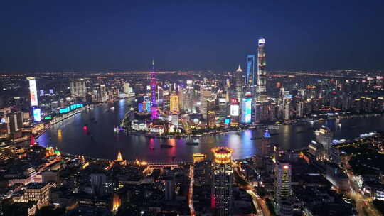 上海陆家嘴外滩夜景俯瞰