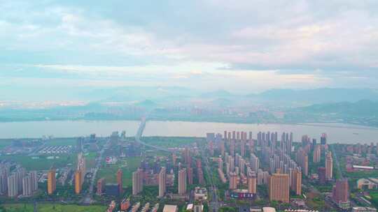 杭州钱塘江之江大桥建筑风景航拍