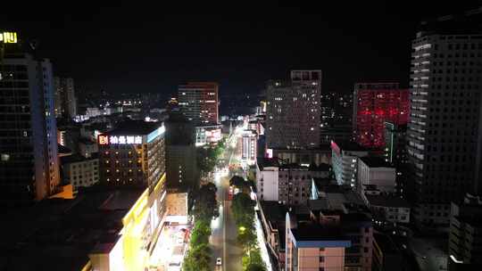 广西玉林夜景玉林人民东路夜景航拍