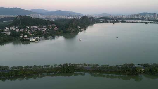 航拍广东肇庆星湖风景区