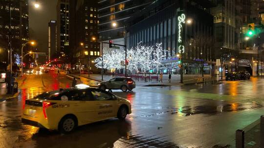 夜晚城市街道风光视频素材模板下载