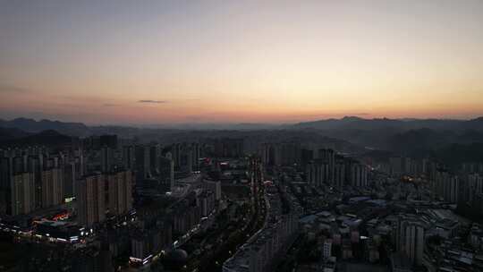 贵州凯里城市日落晚霞夕阳航拍