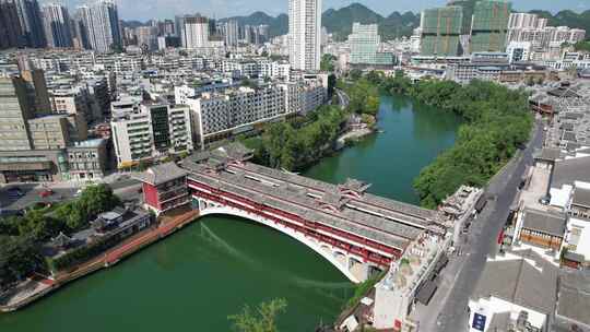 贵州铜仁风雨桥航拍视频素材模板下载