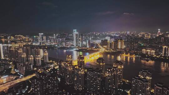 福州城市交通夜景航拍（尤溪洲大桥）