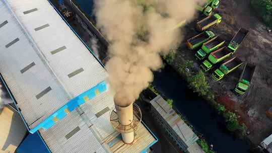 工厂排放污染物、浓烟