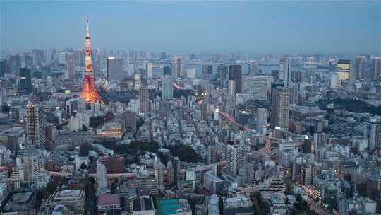 日本东京日转夜延时城市延时