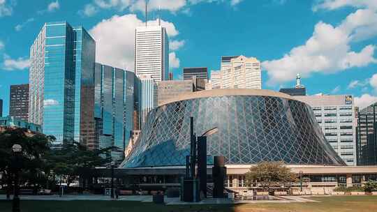 城市航拍加拿大多伦多罗杰斯中心摩天大楼视频素材模板下载