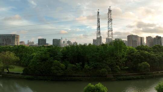 上海浦西清晨航拍