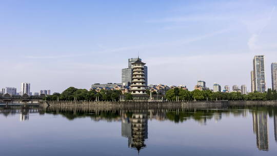 湖南长沙烈士公园潇湘阁日转夜移动延时摄影