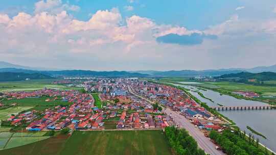 中国辽宁抚顺永陵镇航拍乡村全景