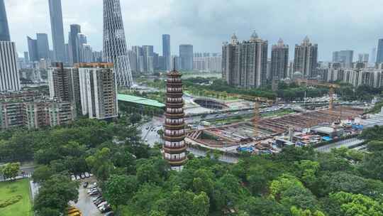 赤岗塔 风水宝塔 珠江三塔广州塔 地标视频素材模板下载