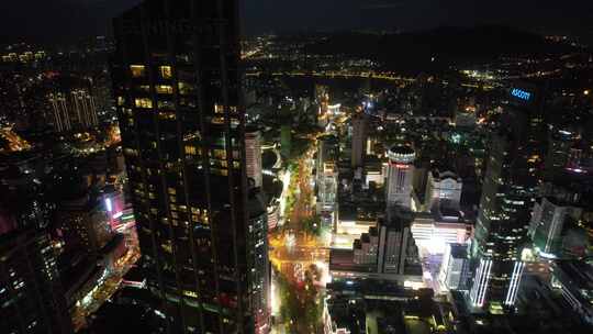 江苏无锡城市夜景灯光航拍