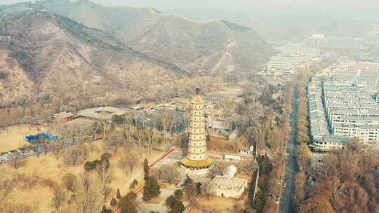 航拍河北省承德市避暑山庄舍利塔