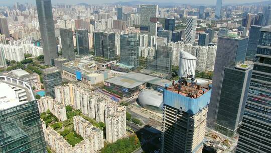 深圳湾海岸城高端大气商业中心CBD建筑航拍