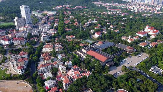 航拍青岛前海一线城市景观 4k