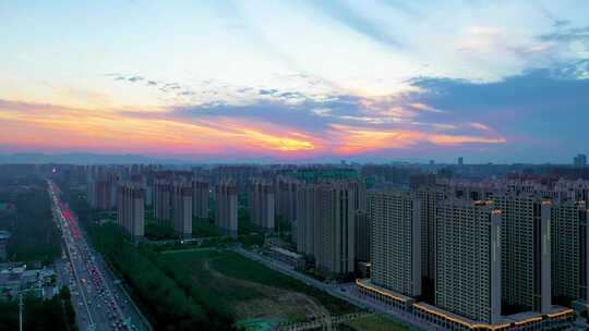 城市建筑都市日出日落朝阳晚霞夕阳黄昏航拍