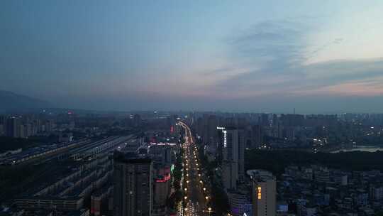 江西九江城市夜景航拍