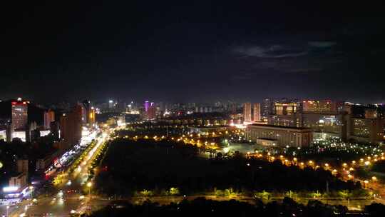 航拍江西宜春市政府夜景