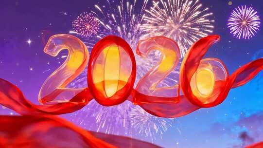 2026新年烟花绸带特效素材