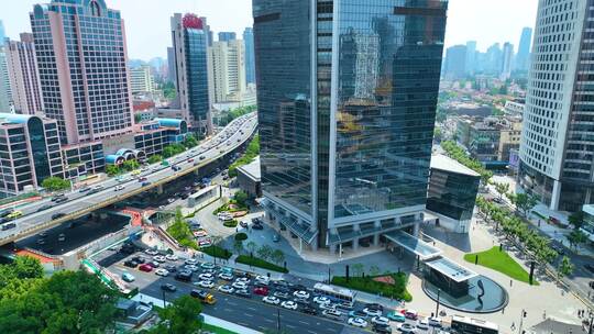 上海市静安区延安西路会德丰国际广场高楼大视频素材模板下载