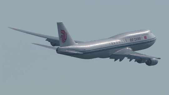 中国国航波音747-8客机降落起飞片段视频素材模板下载