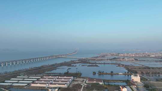 泉州湾跨海大桥航拍泉州湾大桥海景