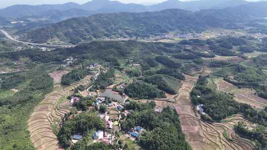 山川丘陵农业种植农田梯田稻田航拍