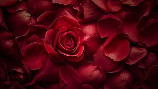 无人机视角红色玫瑰花花瓣