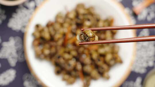 炒螺蛳螺肉中国菜农家菜美食特写