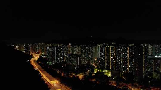 香港沙田区夜景城市交通高楼灯光A