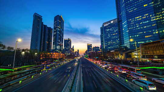 北京大望路 华贸中心夜景视频素材模板下载