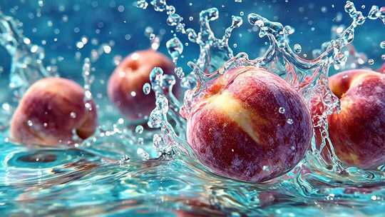 桃子入水溅起水花瞬间