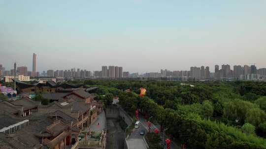 航拍武汉旅游园博园汉口里仿古建筑群街景视频素材模板下载