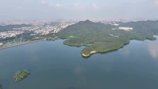 东莞市同沙生态水库公园航拍视频素材模板下载