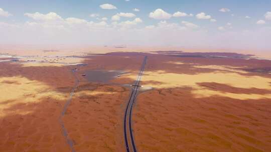 4k阿拉善沙漠中的公路