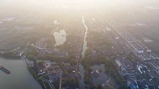 乌镇 秋天 晨雾 秋天大景航拍