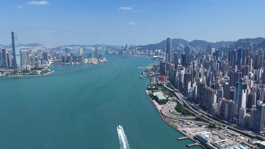 航拍延时香港维多利亚港