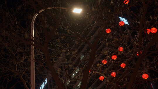 新年灯笼装饰过年春节喜庆氛围夜景