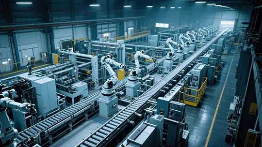 工厂自动化生产线机械臂作业